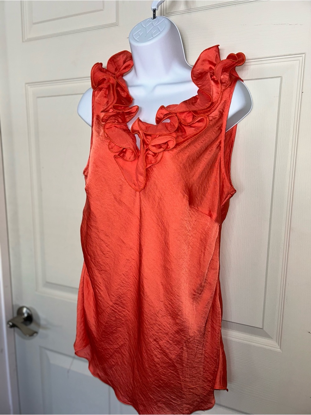 Women’s Ruffle V-Neck Sleeveless Top - Coral